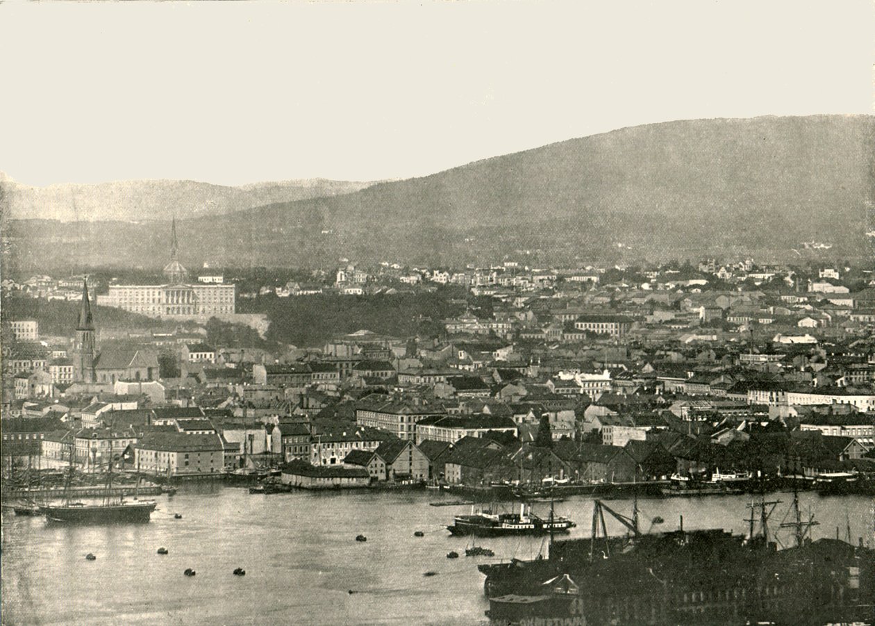 Udsigt over Christiania, Oslo, Norge, 1895. af Unbekannt