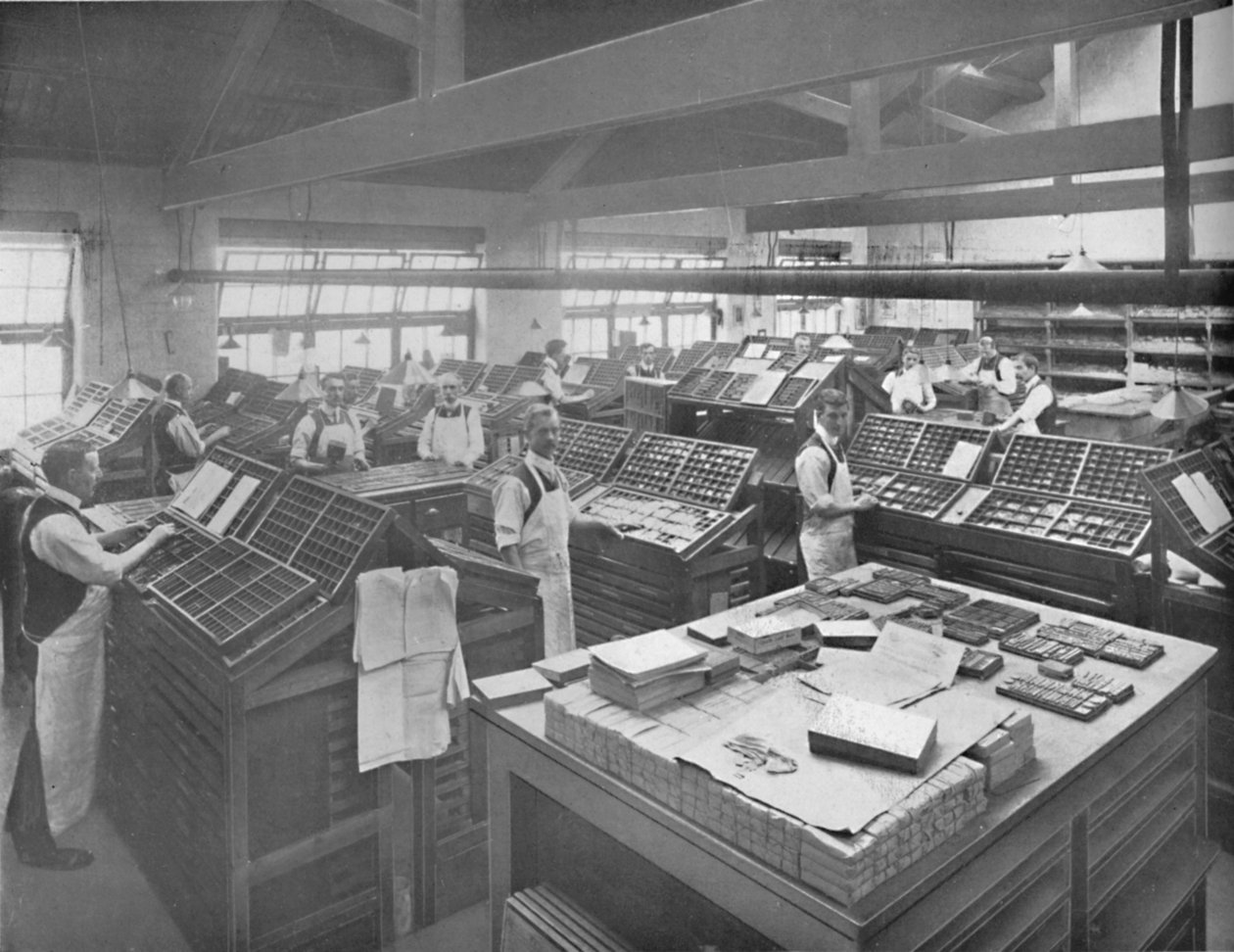 Udsigt over Composing Room, 1919 af Unbekannt
