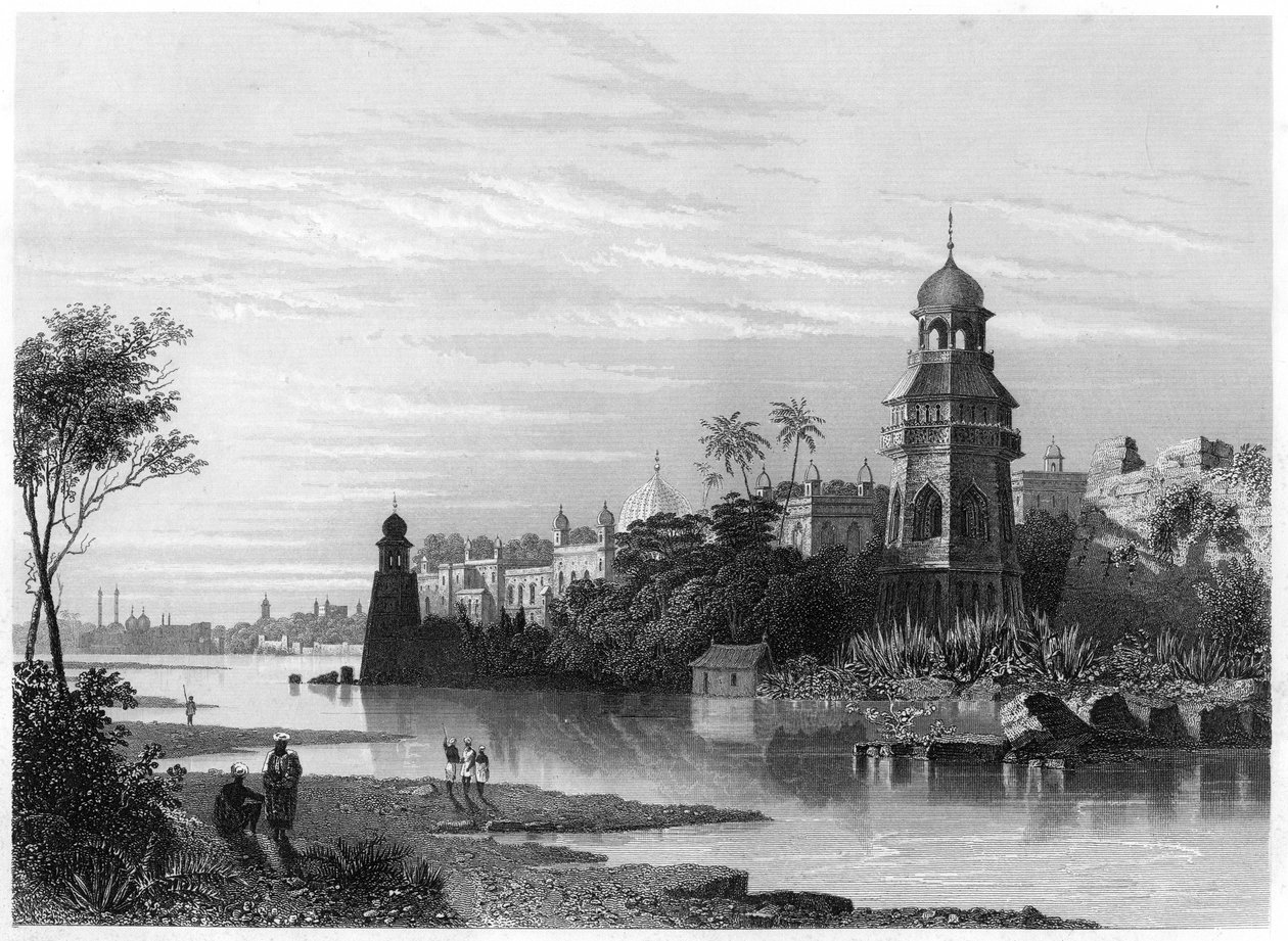 Udsigt over Delhi fra floden, der viser Kings palace, c1860 af Unbekannt
