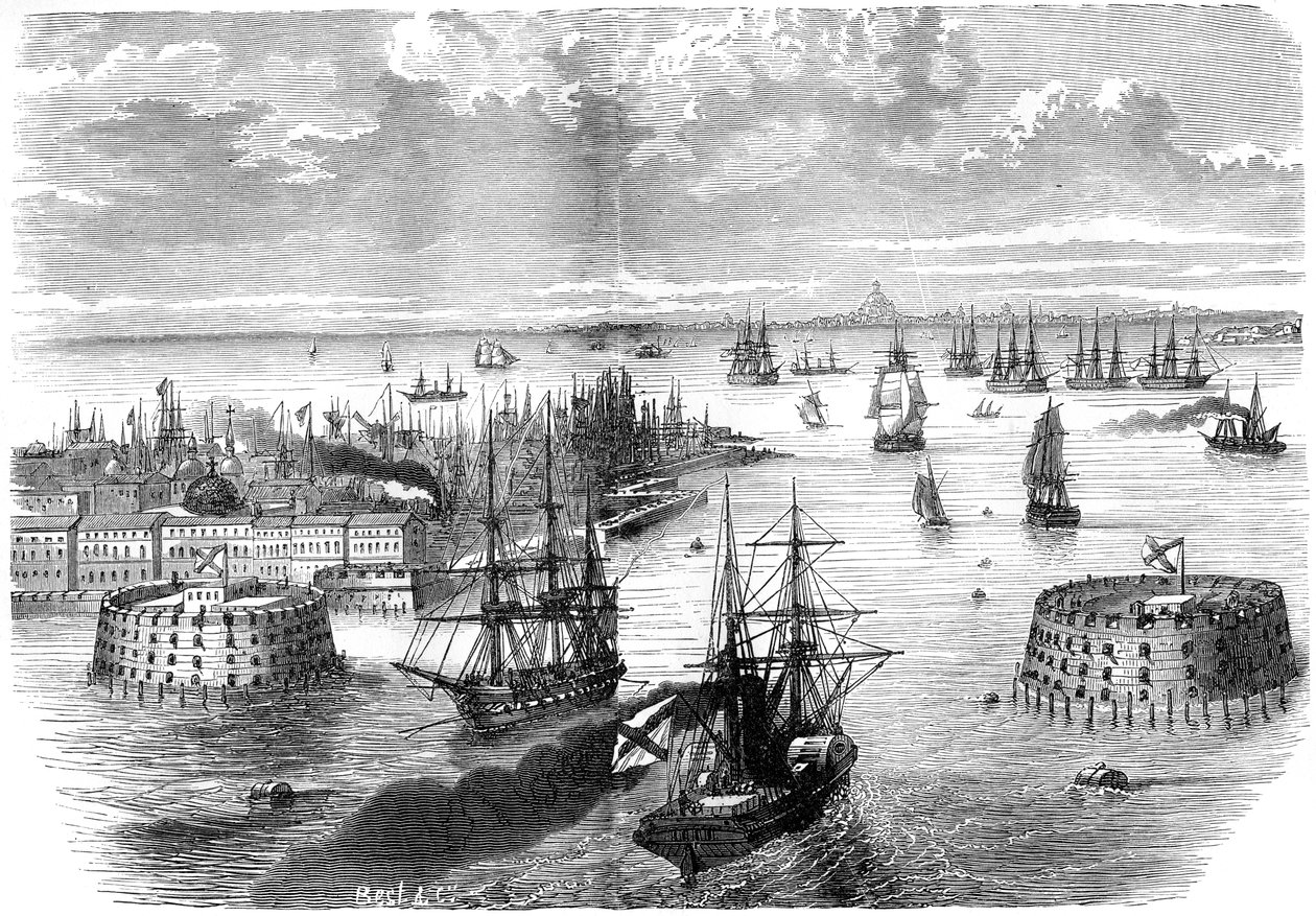 Udsigt over Kronstadt, Rusland, 1882-1884 af Unbekannt