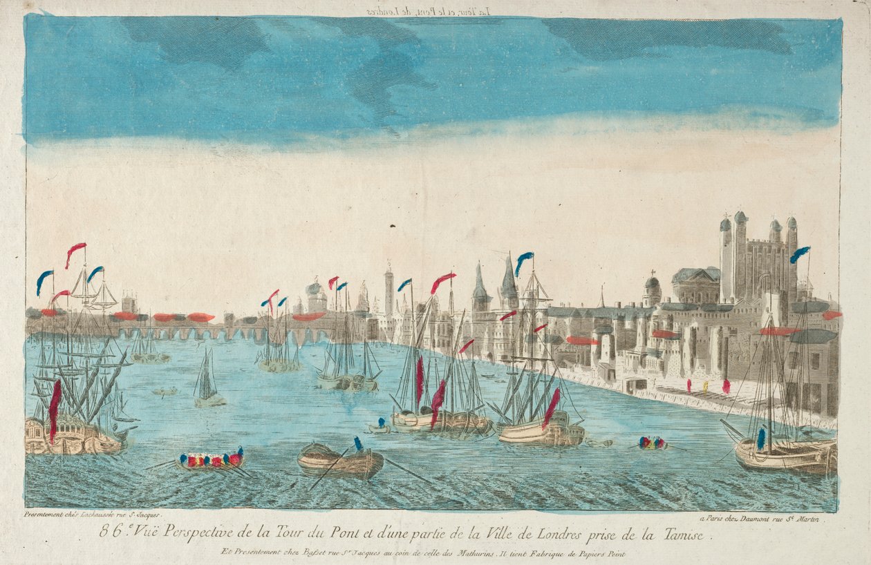 Udsigt over London Bridge og Tower, 1700-tallet. af Unbekannt