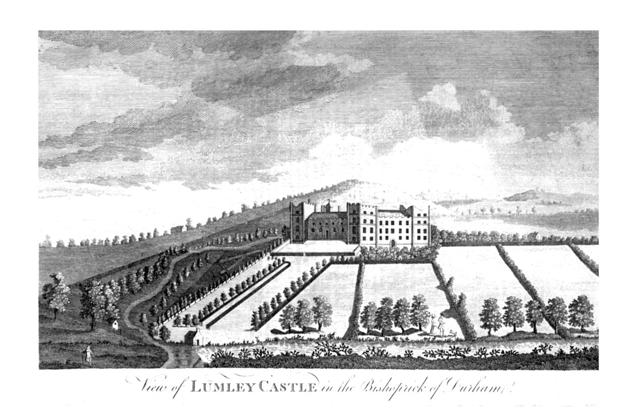 Udsigt over Lumley Castle i Bishoprick of Durham., c1779-1790 af Unbekannt