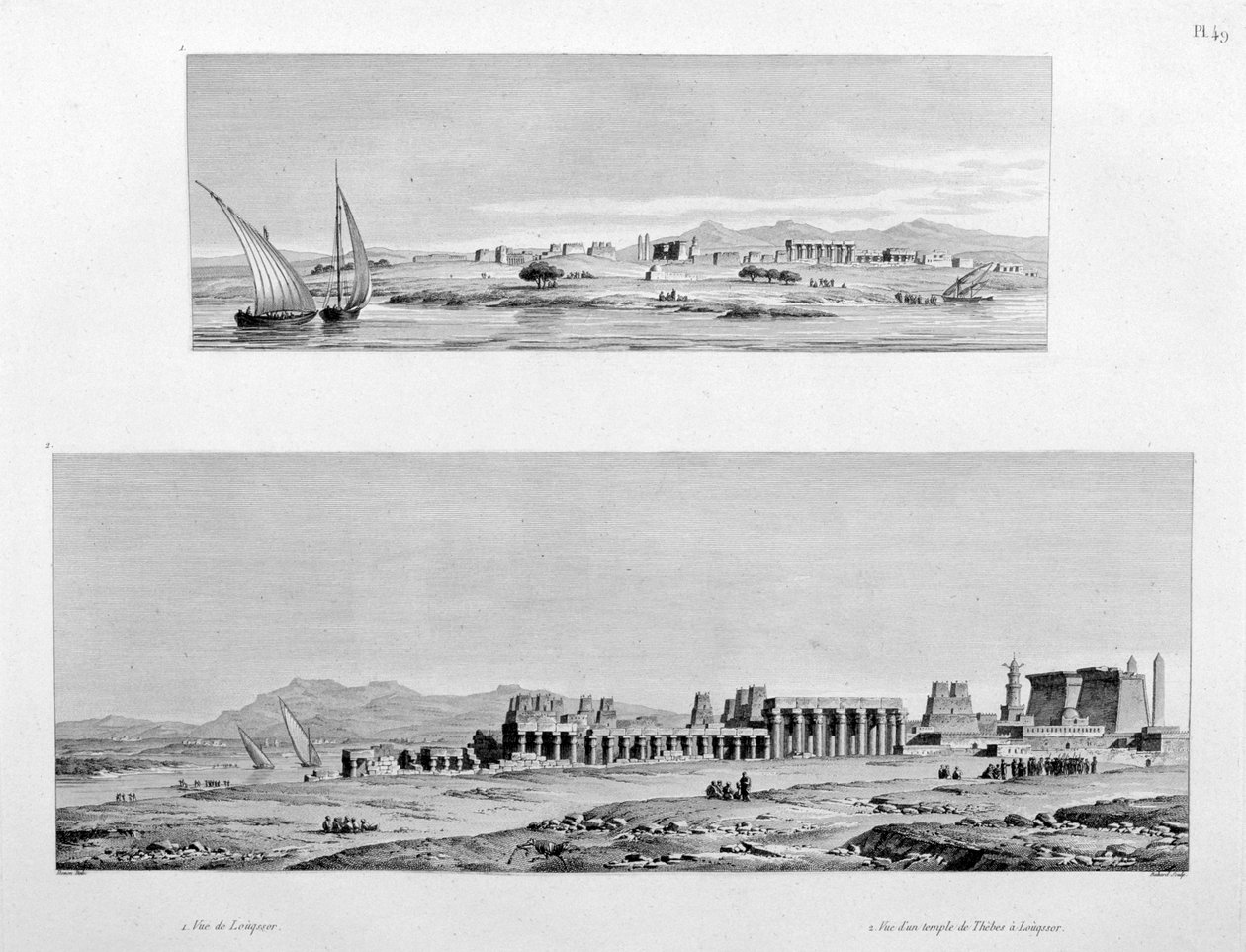 Udsigt over Luxor og Thebens tempel i Luxor, Egypten, c1808 af Unbekannt