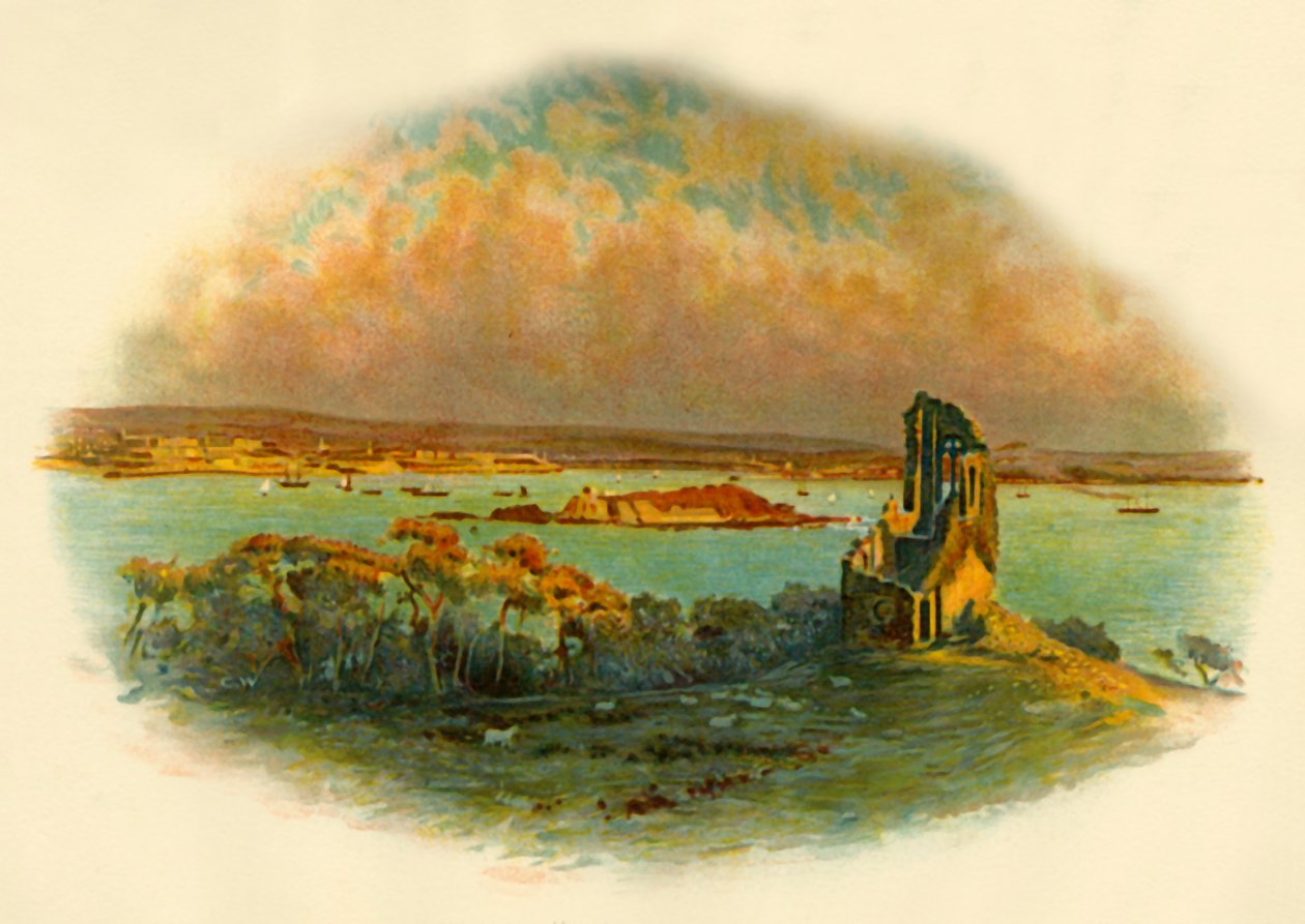 Udsigt over Mount Edgcumbe, Cornwall, med udsigt over Plymouth Sound, c1890. af Unbekannt