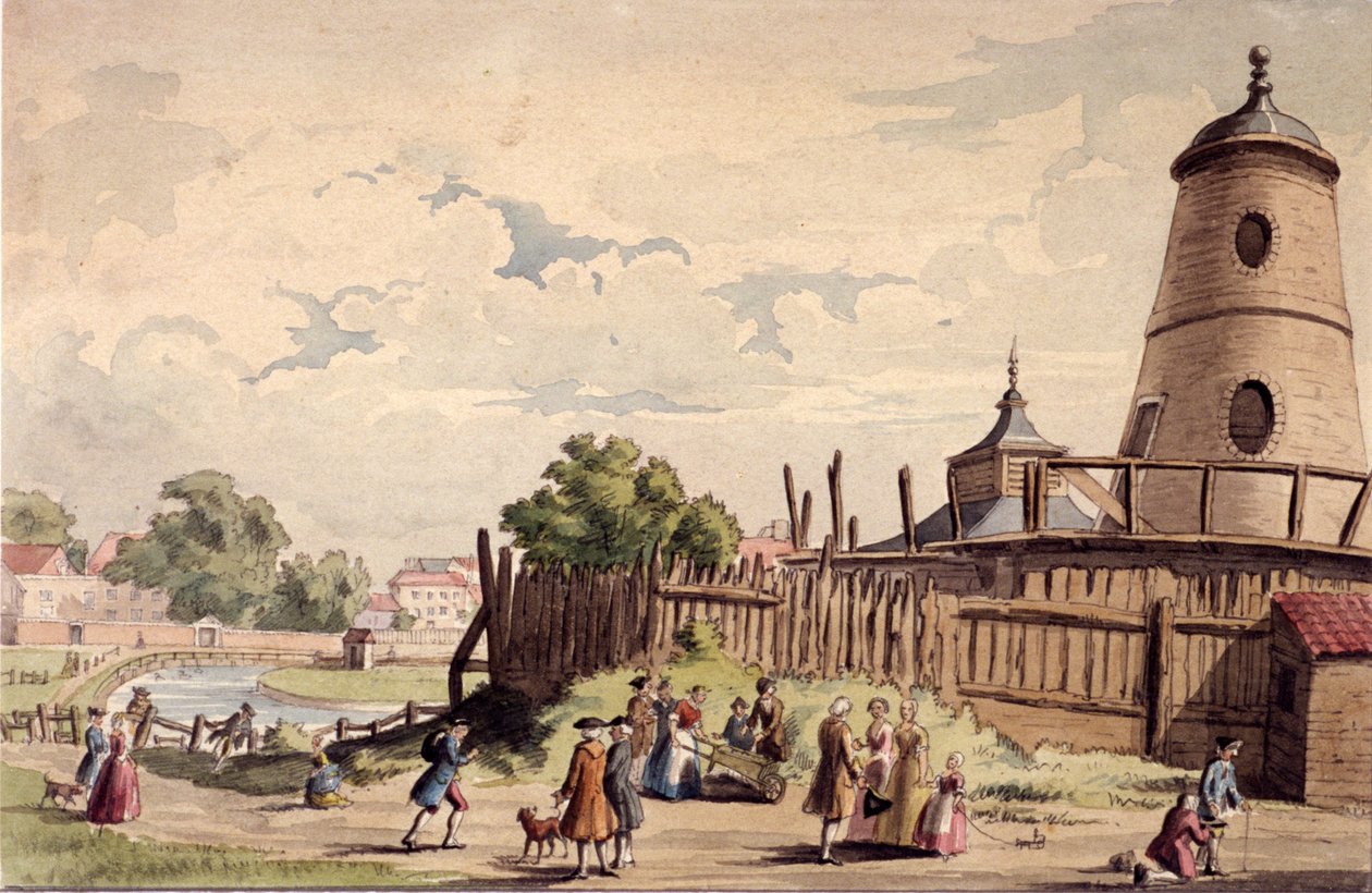 Udsigt over New River Head, Finsbury, London, c1750 af Unbekannt