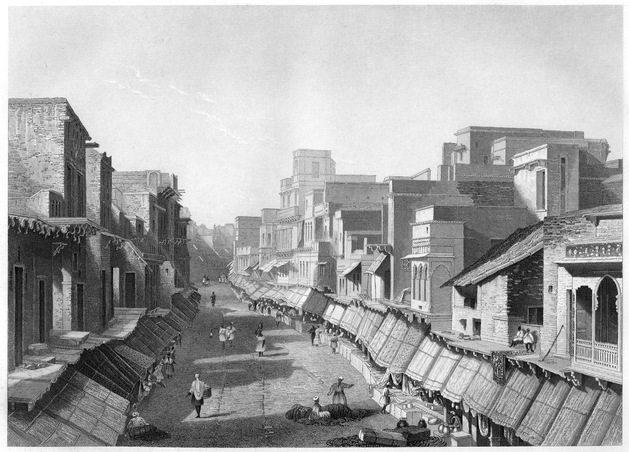 Udsigt over Principal Street, Agra, c1860 af Unbekannt