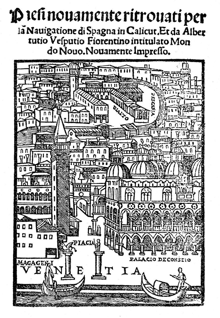 Udsigt over Venedig, træsnit, 1521 af Unbekannt