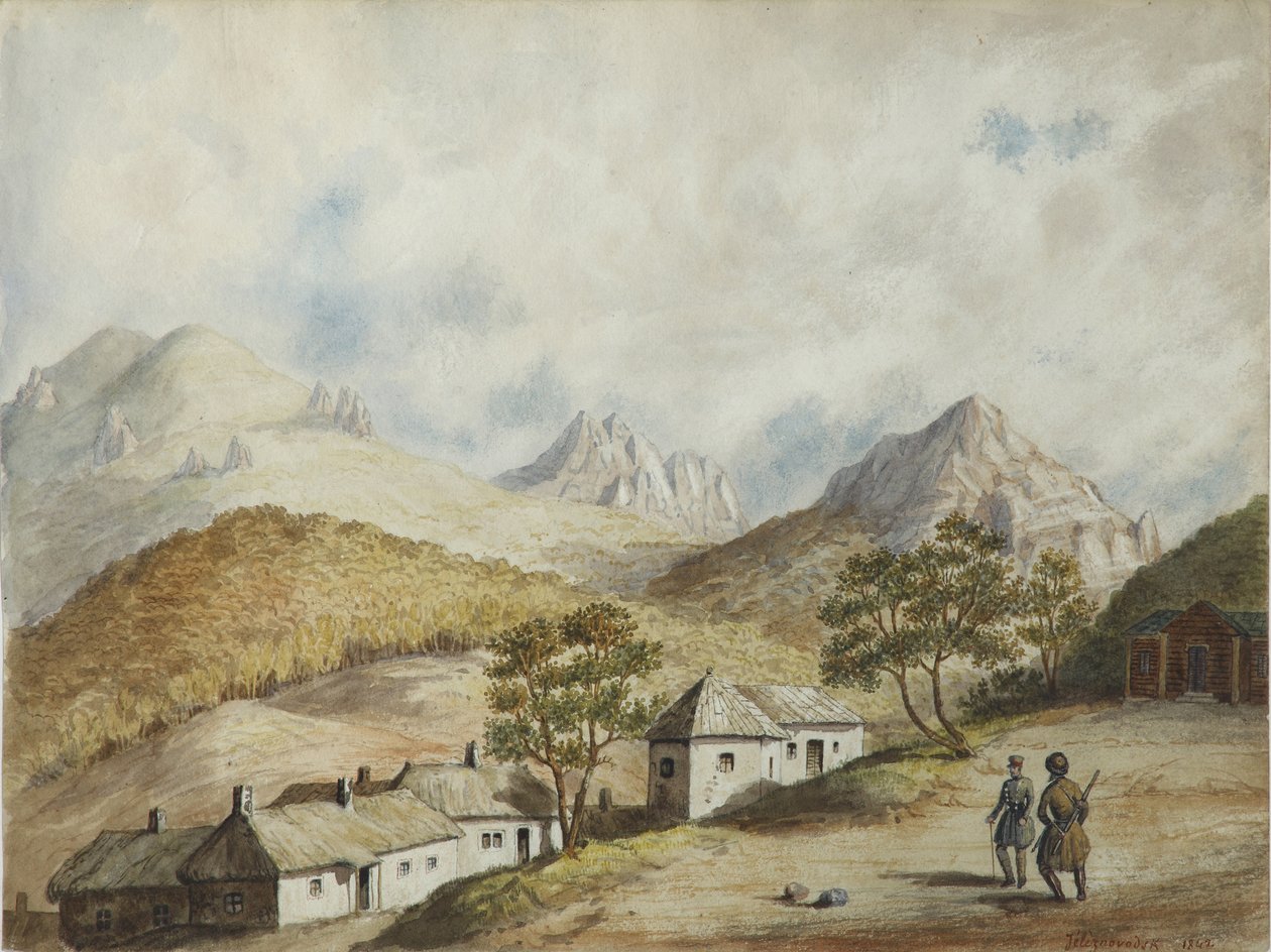 Udsigt over Zheleznovodsk, 1842 af Unbekannt