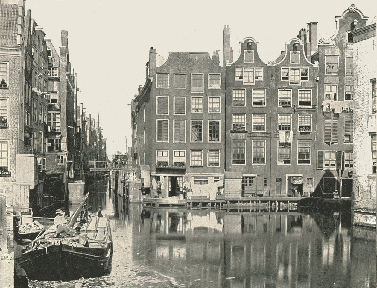 Udsigt over en af hovedkanalerne, Amsterdam, Holland, 1895. af Unbekannt