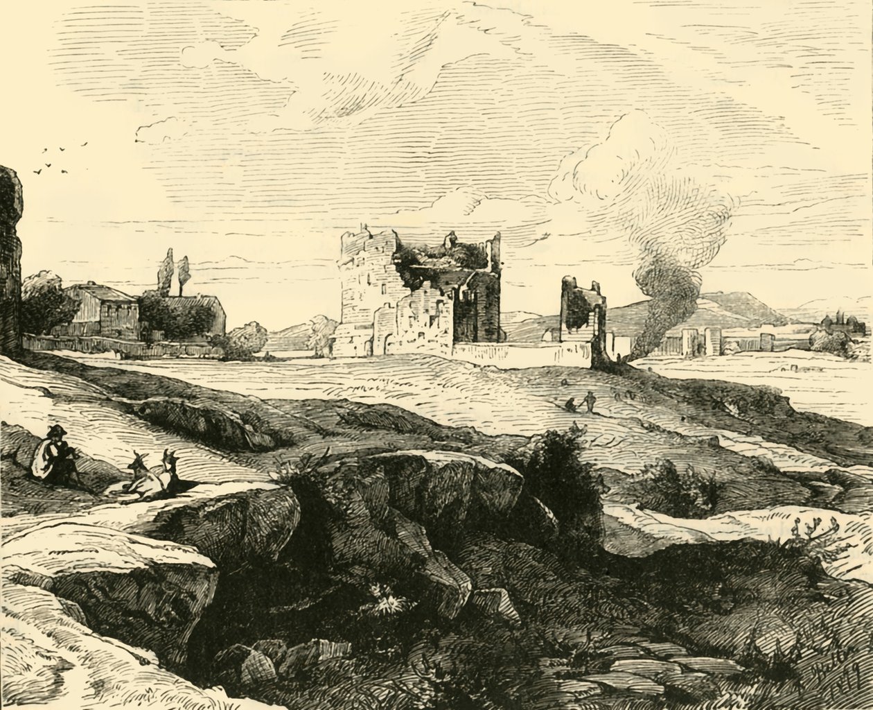 Udsigt over Campagna fra Via Appia, 1890. af Unbekannt