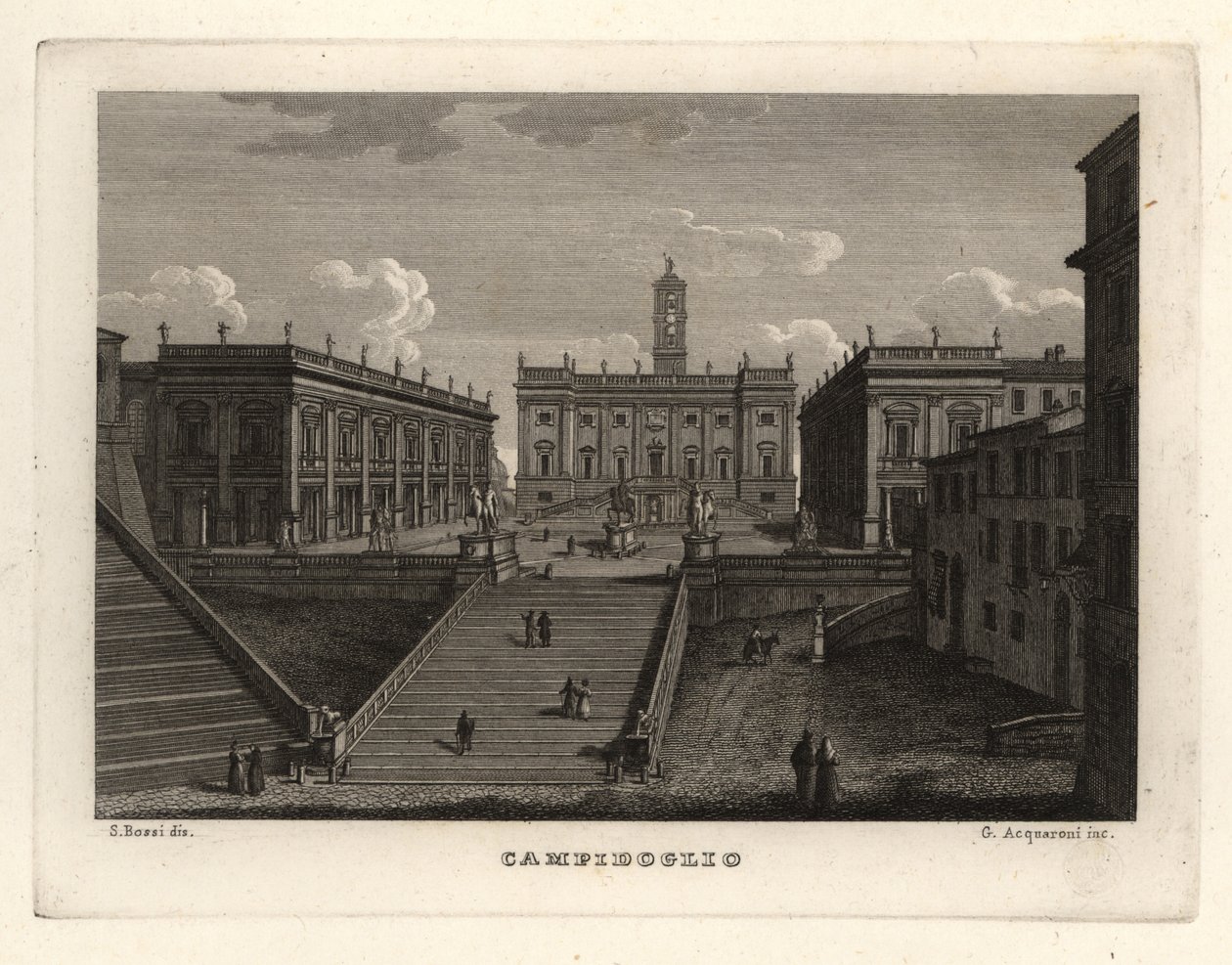 Udsigt over Capitoline Hill, Campidoglio, Rom, med Palazzo Senatorio af Unbekannt