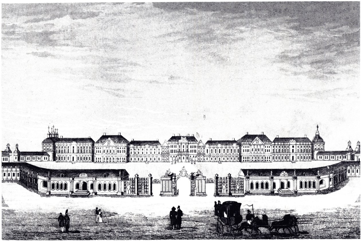 Udsigt over Catherine Palace i Tsarskoye Selo, ca. 1840 af Unbekannt
