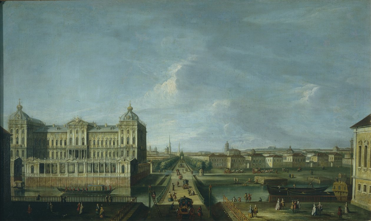 Udsigt over Nevsky Prospekt og Anichkov-paladset, anden halvdel af det 18. århundrede. af Unbekannt
