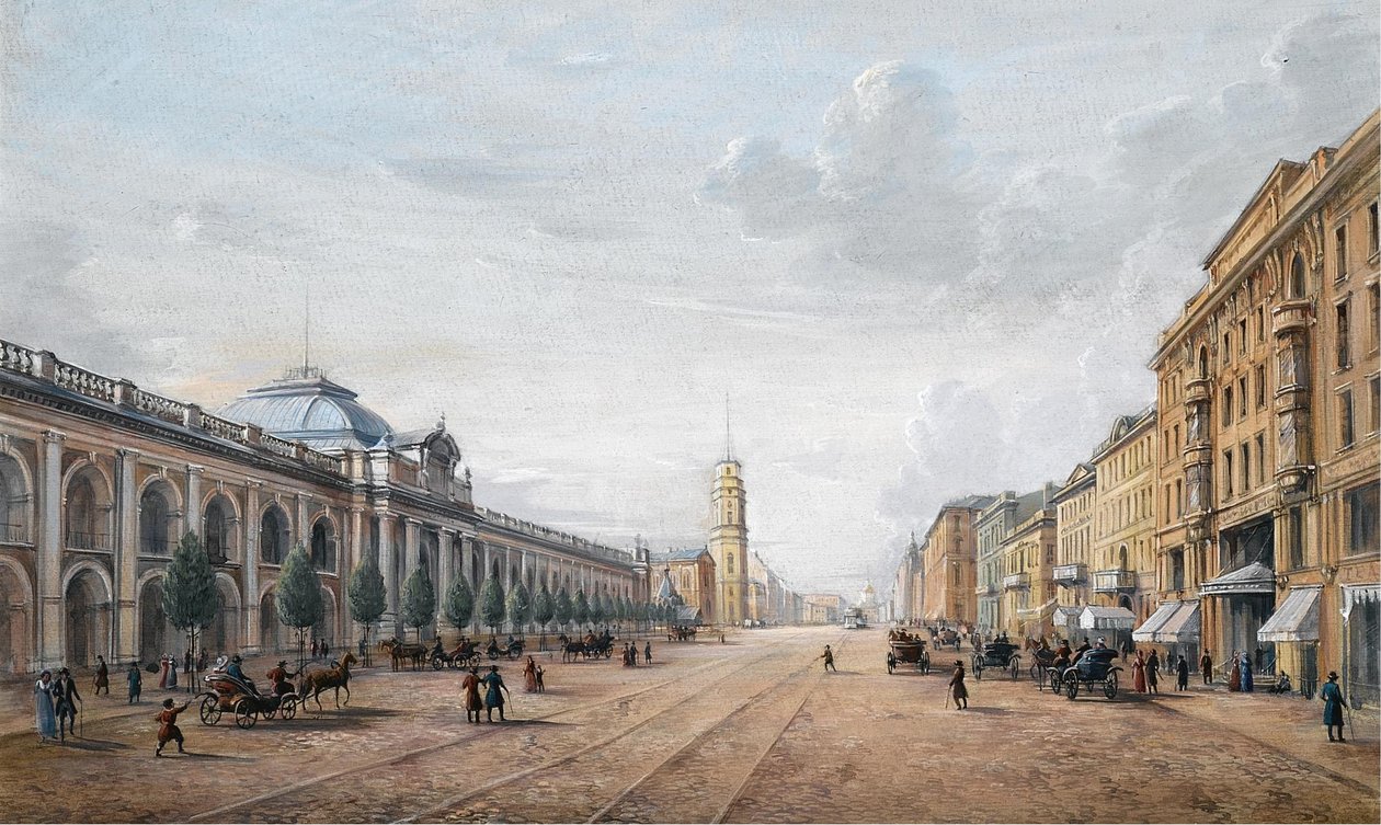 Udsigt over Nevsky Prospekt i Sankt Petersborg af Unbekannt
