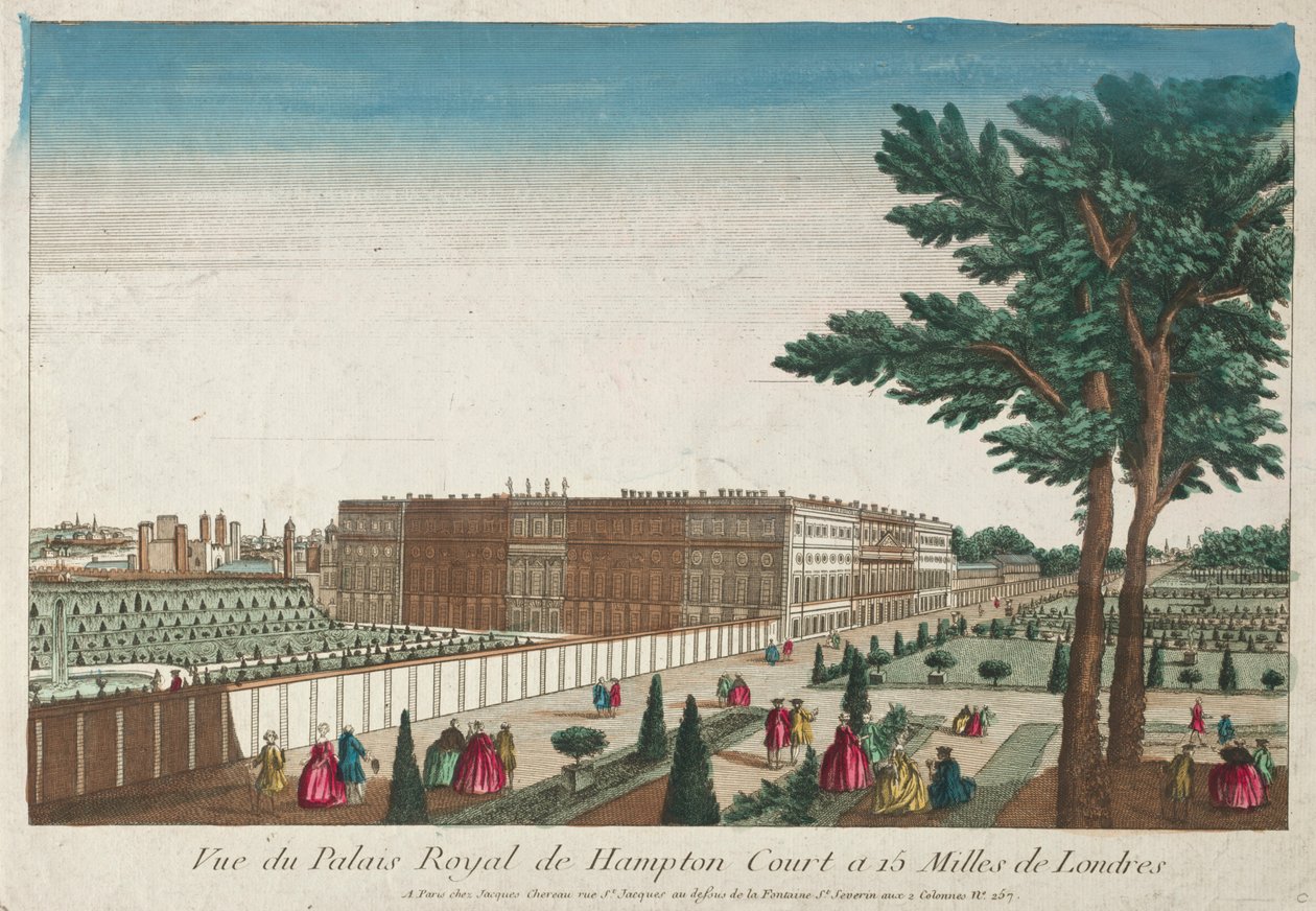 Udsigt over det kongelige palads i Hampton Court, 1700-tallet. af Unbekannt