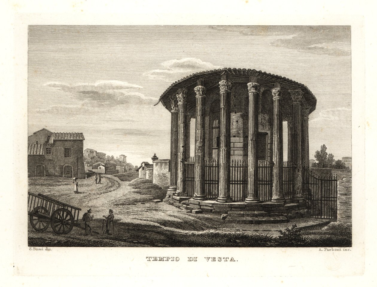 Udsigt over Vesta-templet, Tempio di Vesta, Rom af Unbekannt