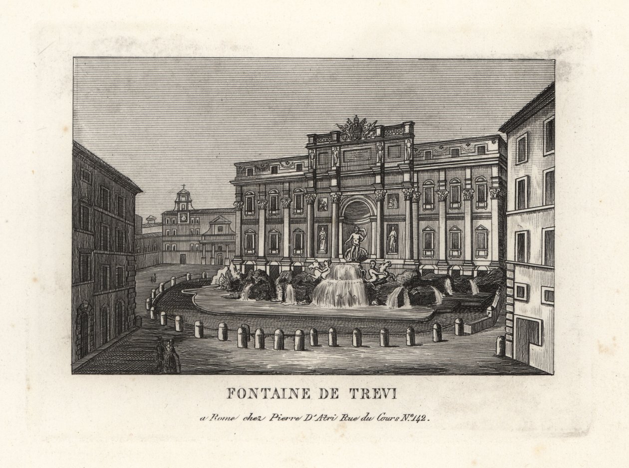 Udsigt over Trevi-fontænen, Fontana di Trevi, Rom af Unbekannt