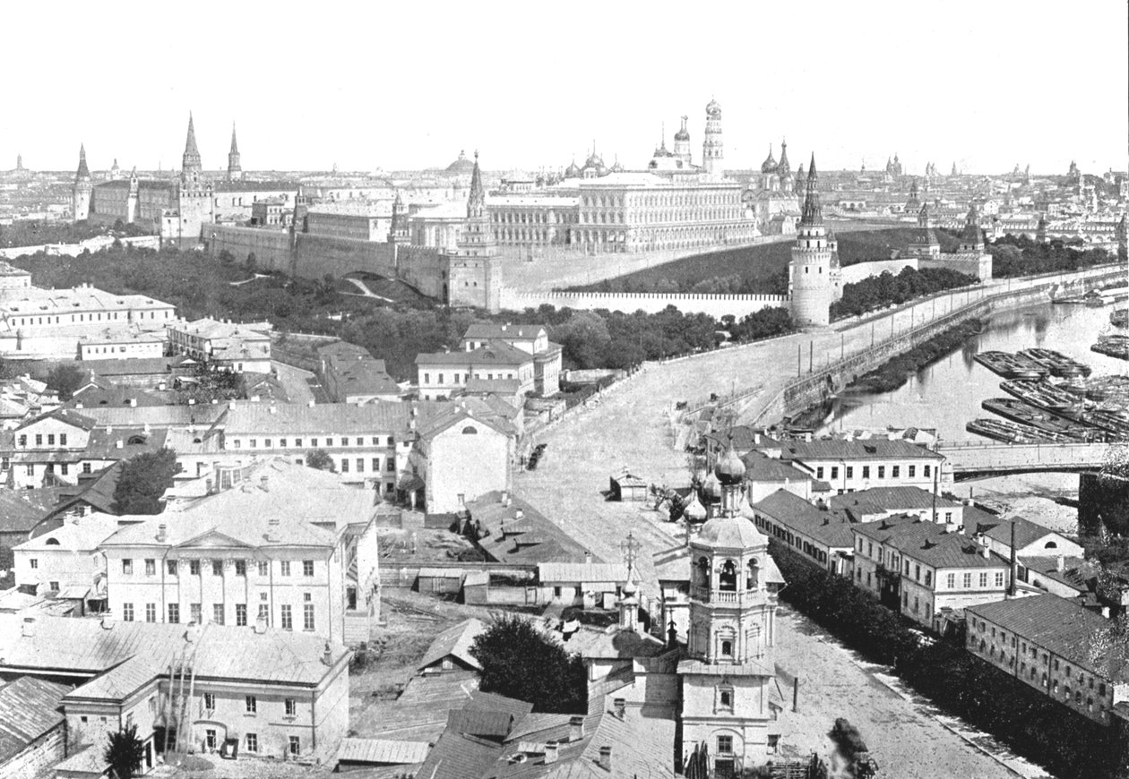 Udsigt over byen og Kreml, Moskva, Rusland, 1895. af Unbekannt