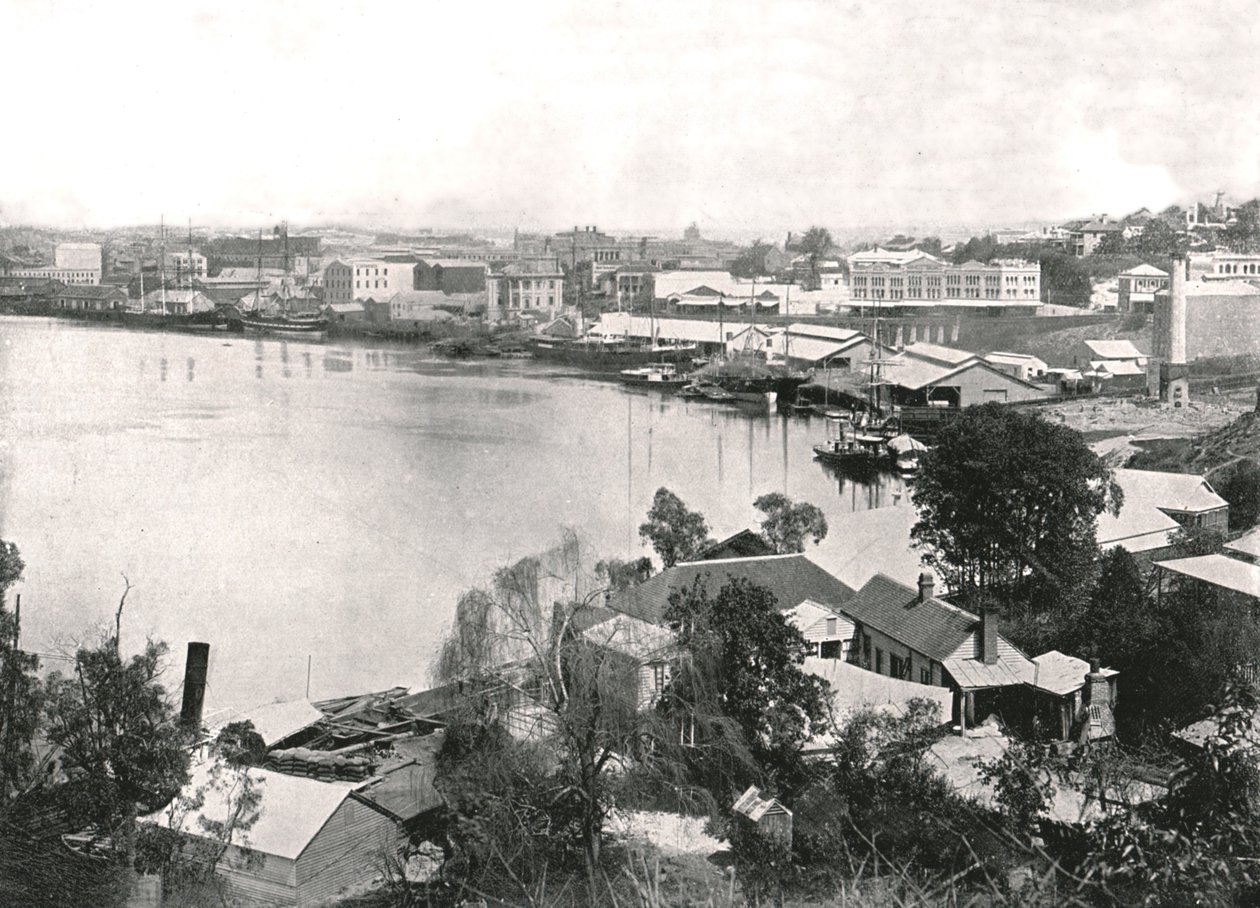 Udsigt over byen og floden, Brisbane, Australien, 1895. af Unbekannt