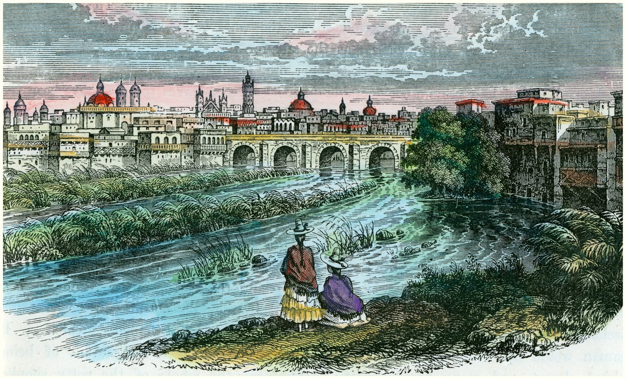 Udsigt over byen Lima, Perus hovedstad, fra floden Rimac, c1875 af Unbekannt