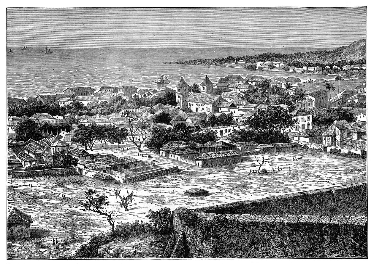 Udsigt over vejgården og byen San Paolo de Loanda, Angola, Vestafrika, c1890 af Unbekannt