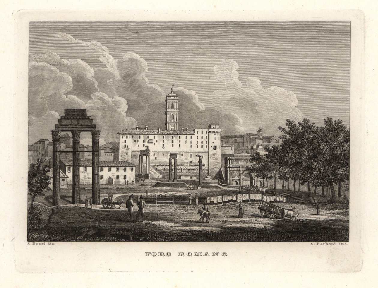 Udsigt over ruinerne af Forum Romanum, Foro Romano af Unbekannt