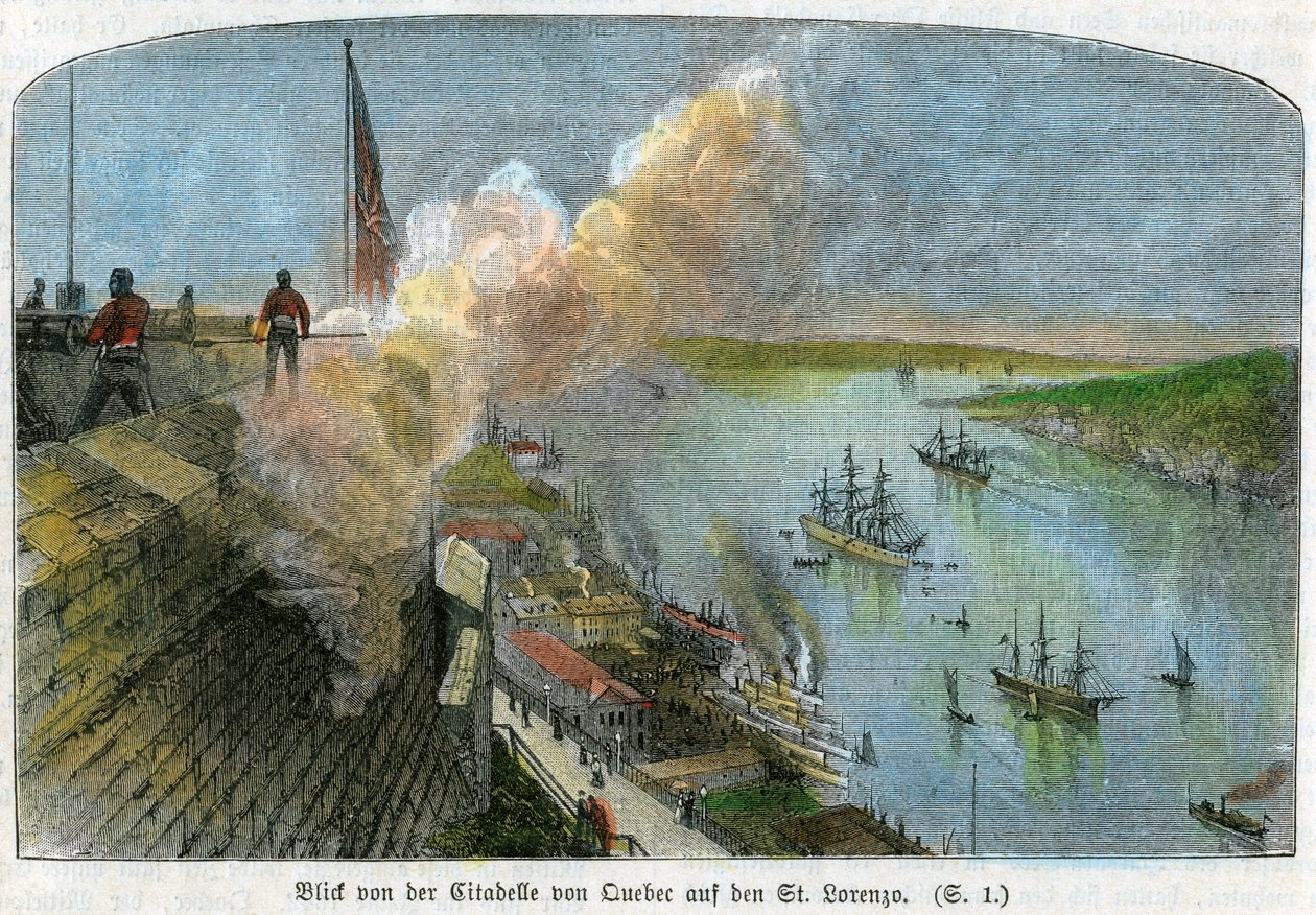 Udsigt over St Lawrence-floden fra citadellet i Quebec, Canada, c1875 af Unbekannt