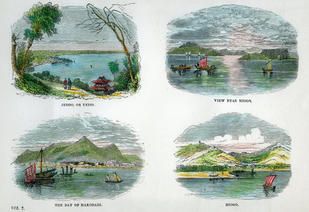 Udsigt over de vigtigste byer og havne i Japan, c1880 af Unbekannt