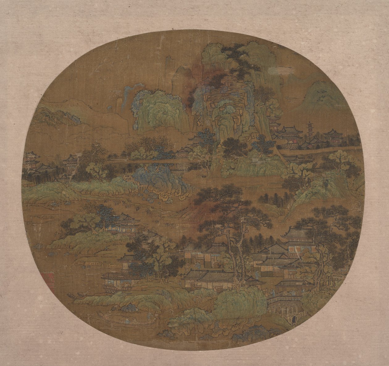 Landsby og templer i Jiangnan, begyndelsen af det 15. århundrede. af Unbekannt