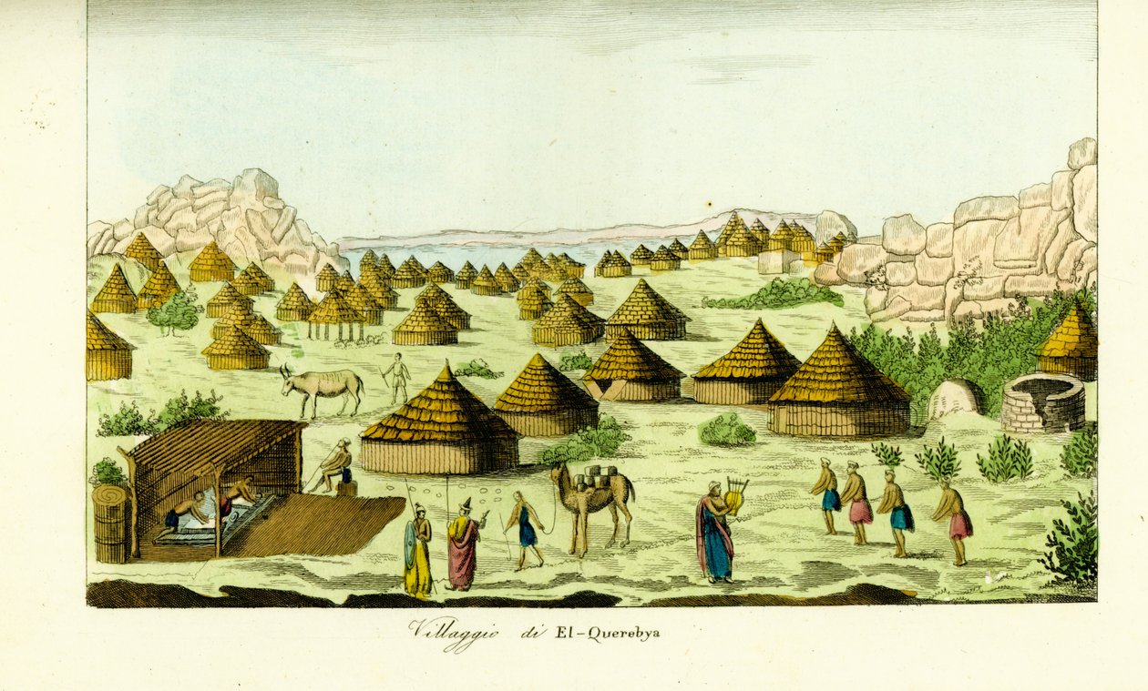 Landsbyen El Querebya (El Querebyn) under Funj-kongeriget Sennar, Sudan af Unbekannt