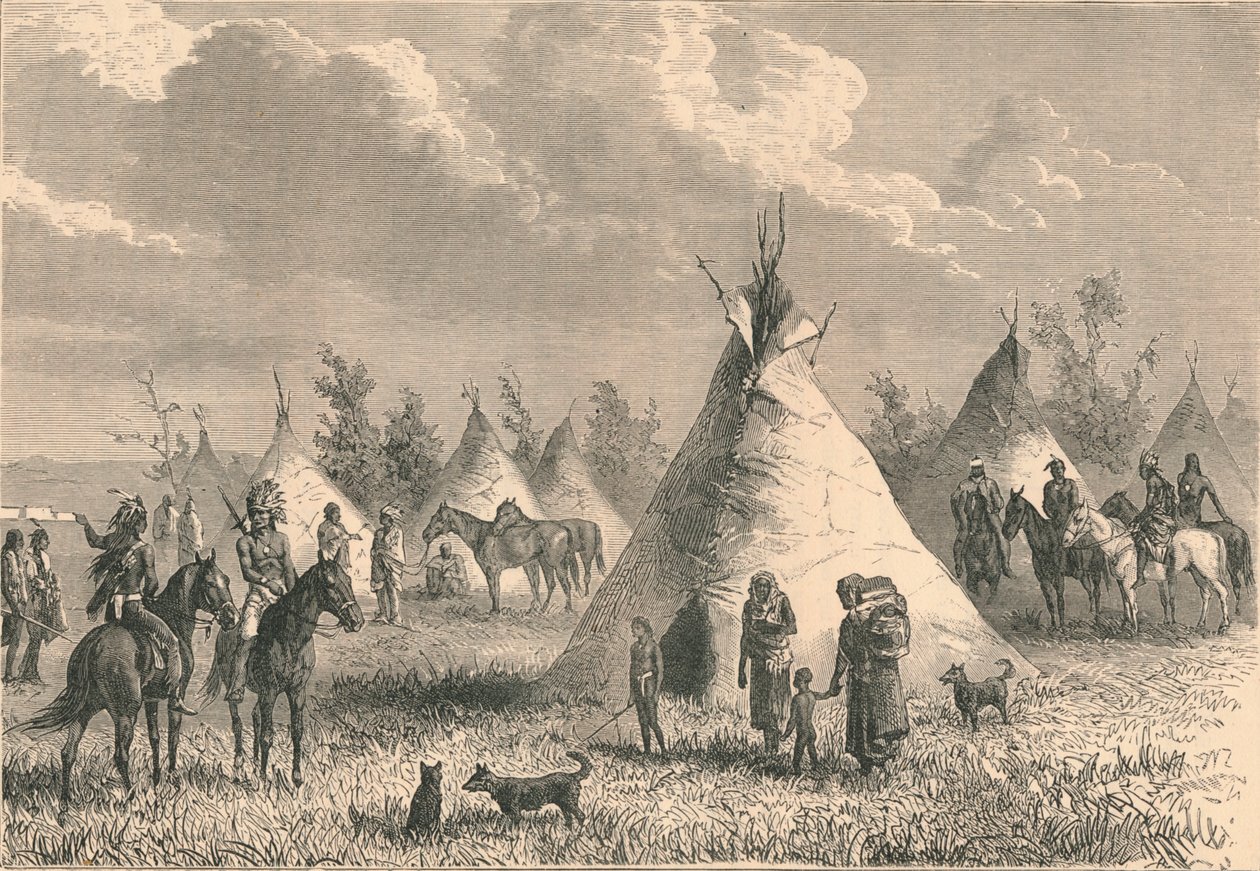 Village of Prairie Indians, c1800-tallet af Unbekannt