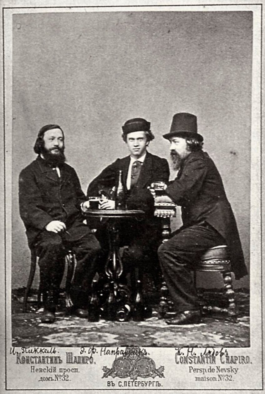 Violinist Johann Pickel med komponisterne Eduard Nápravník og Anatoly Lyadov, 1800-tallet af Unbekannt