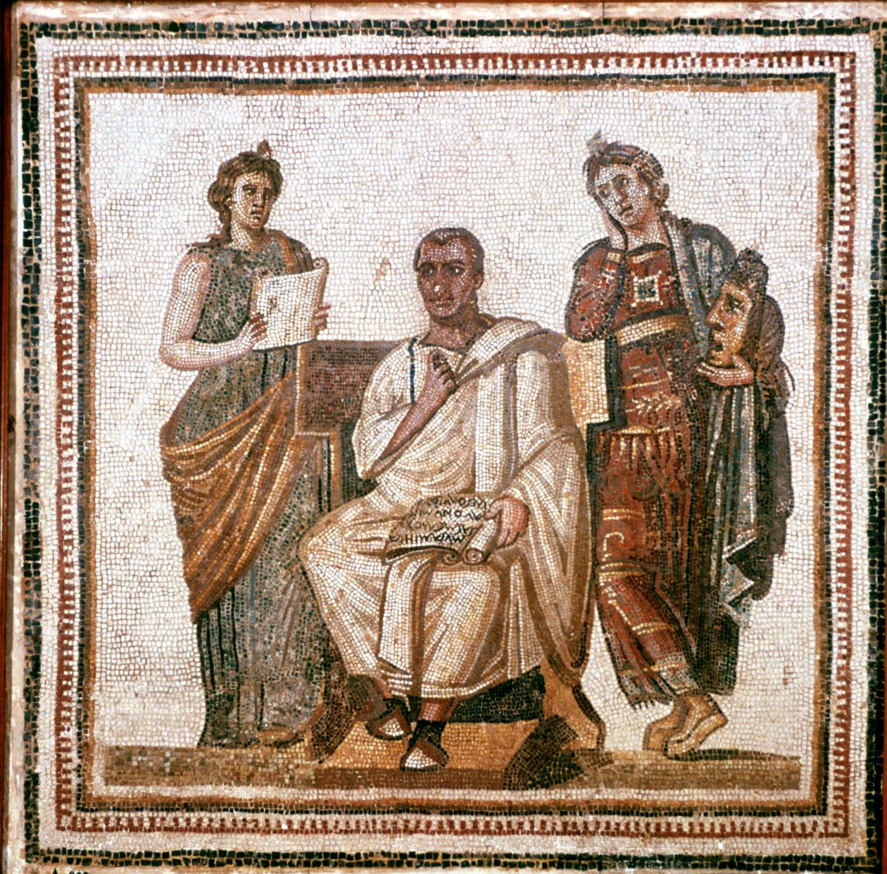 Virgil og muserne, romersk mosaik fra Sousse, Tunesien, 3. århundrede e.Kr af Unbekannt