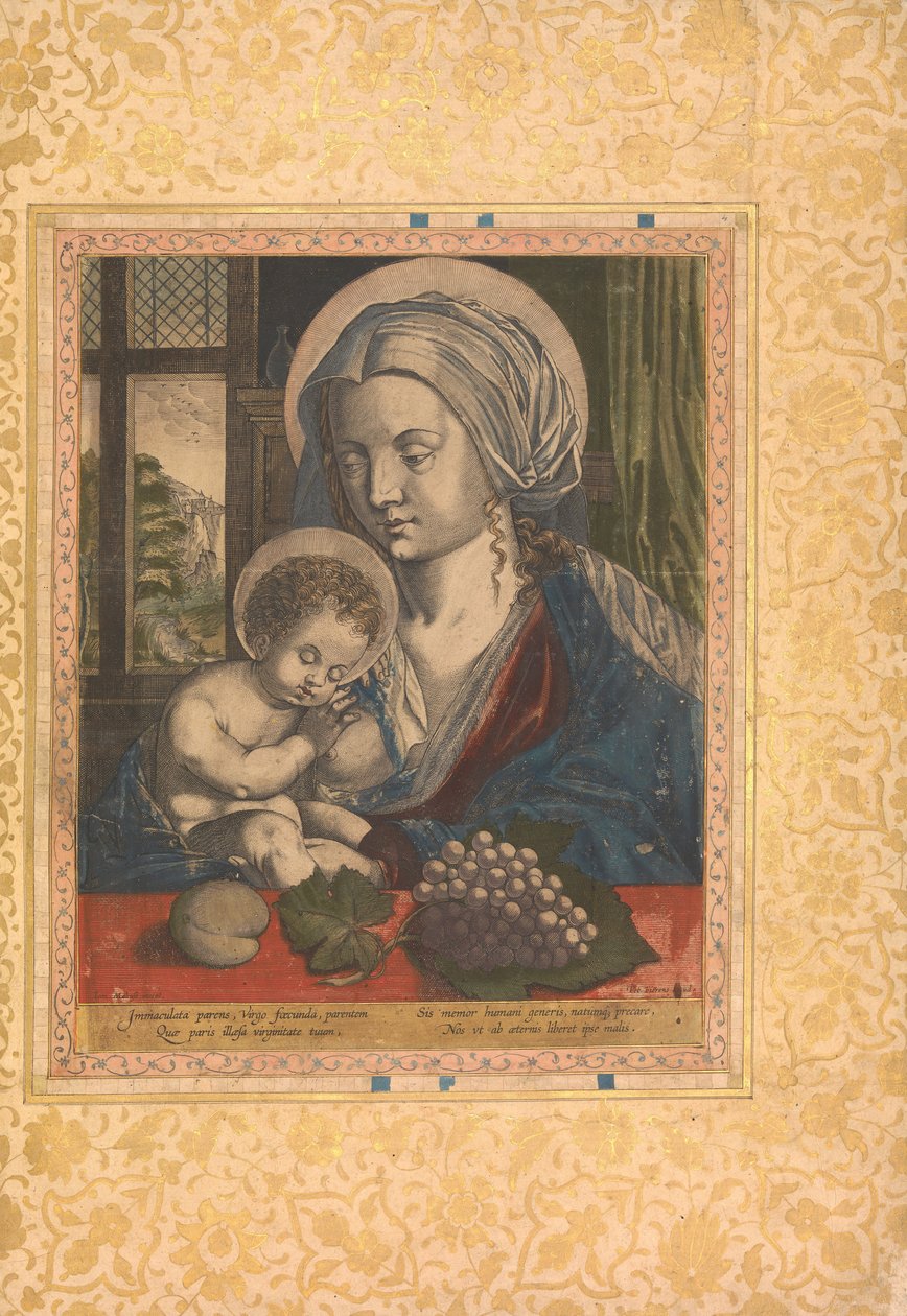 Virgin and Child, Folio fra Bellini Album, ca. 1600. af Unbekannt