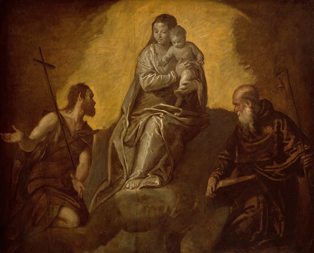 Jomfru og barn med de hellige Johannes Døberen og Anthony Abbed, 15751625. af Unbekannt
