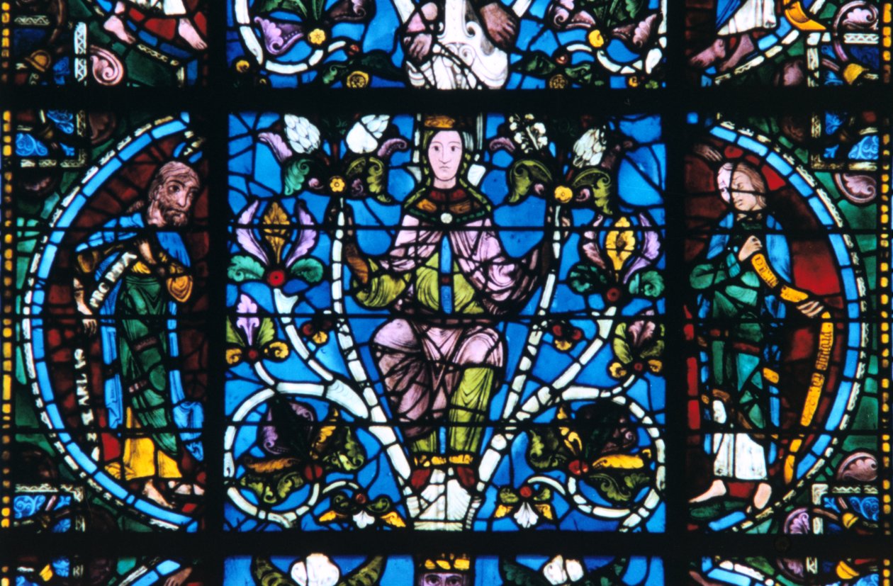 Jomfru og profeter, farvet glas, Chartres Cathedral, Frankrig, 1194-1260 af Unbekannt