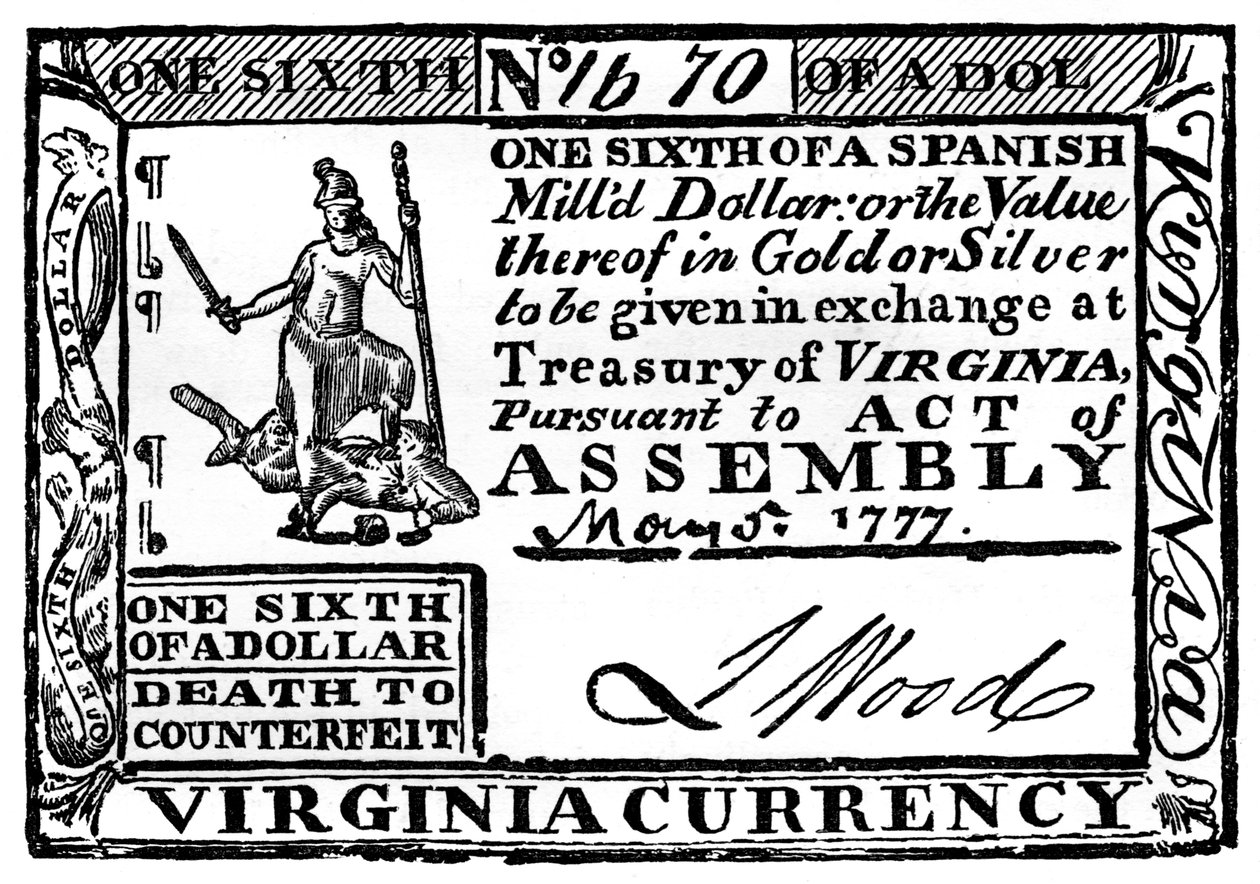 Virginia papirpenge, 1777 c1880 af Unbekannt