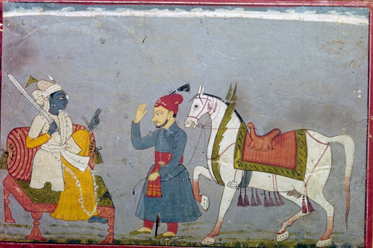 Vishnu i sin 10. inkarnation som den hvide time Kalki, 1710-1720 af Unbekannt