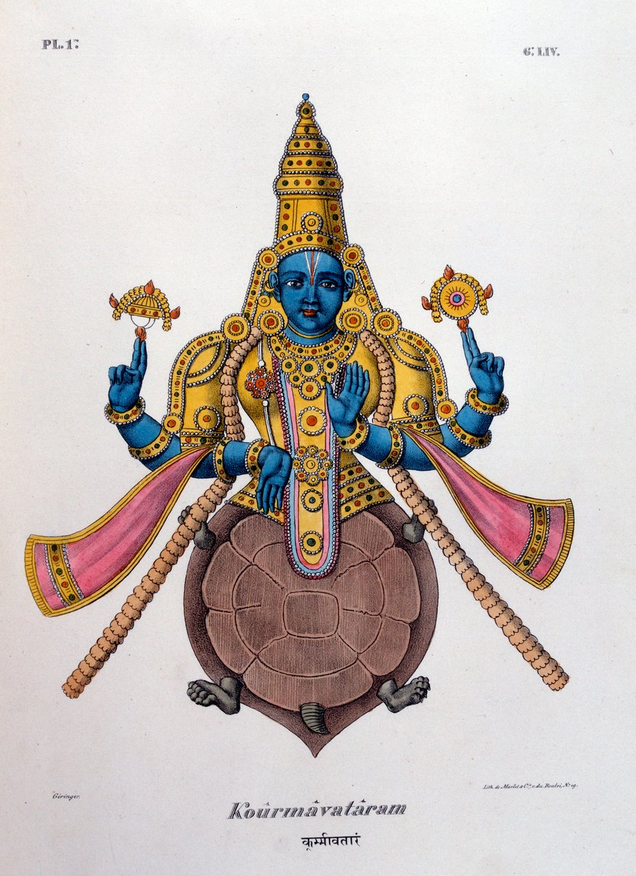 Vishnu, en af guderne i den hinduistiske treenighed trimurti, 1828 af Unbekannt