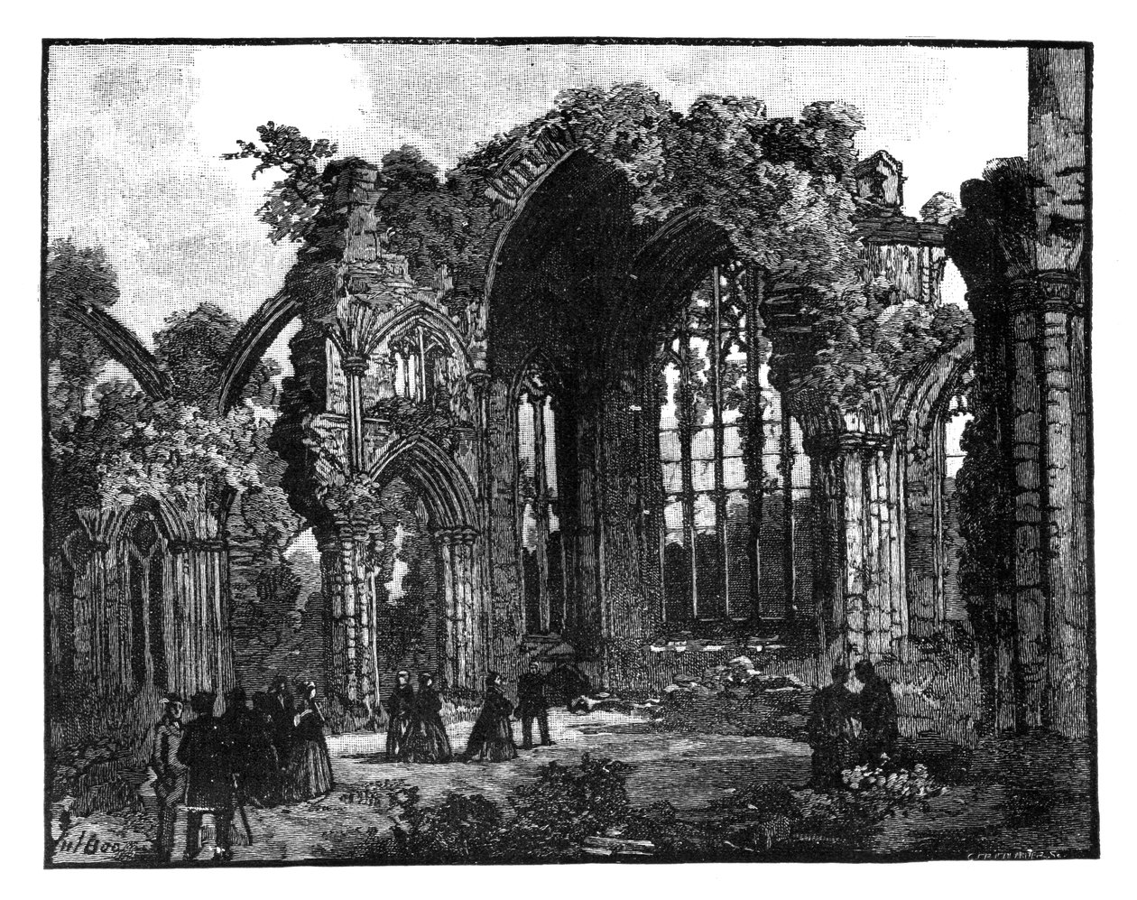 Besøg af dronning Victoria til Melrose Abbey, Skotland, slutningen af det 19. århundrede af Unbekannt