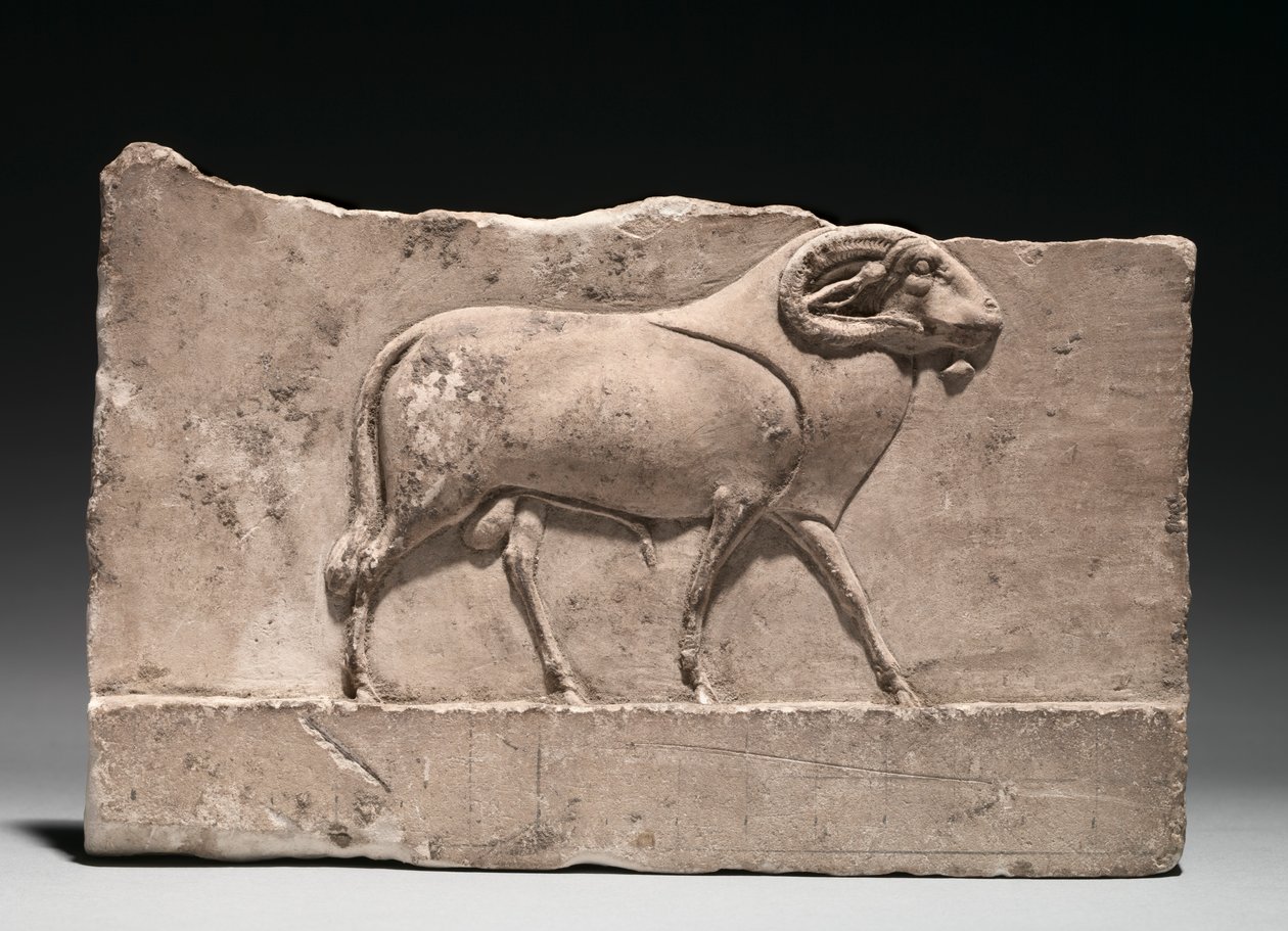 Votive Relief of a Ram Deity, 305-30 f.Kr. af Unbekannt