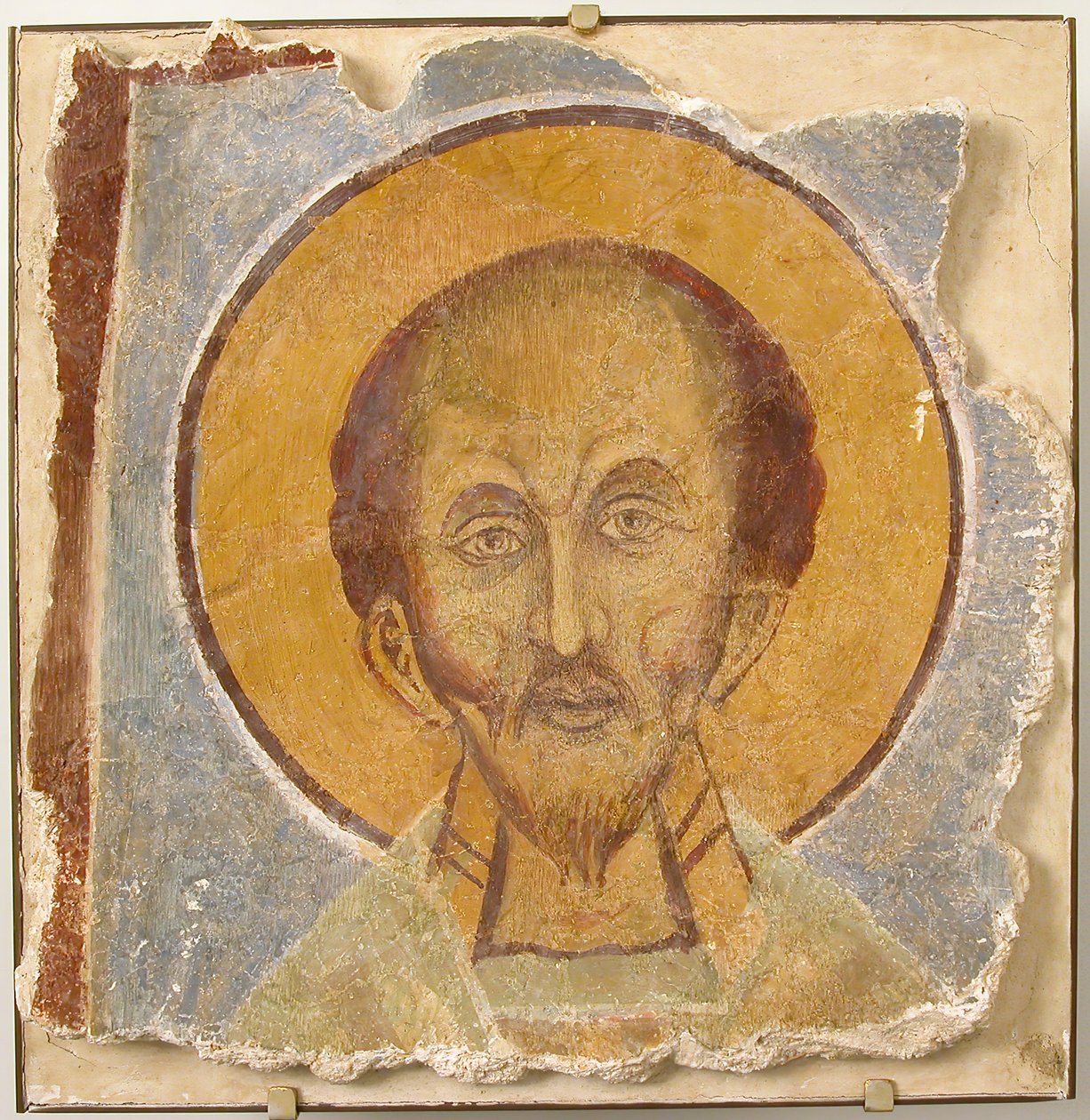 Vægmaleri af Male Saint, byzantinsk, 12. århundrede, moderne restaurering. af Unbekannt