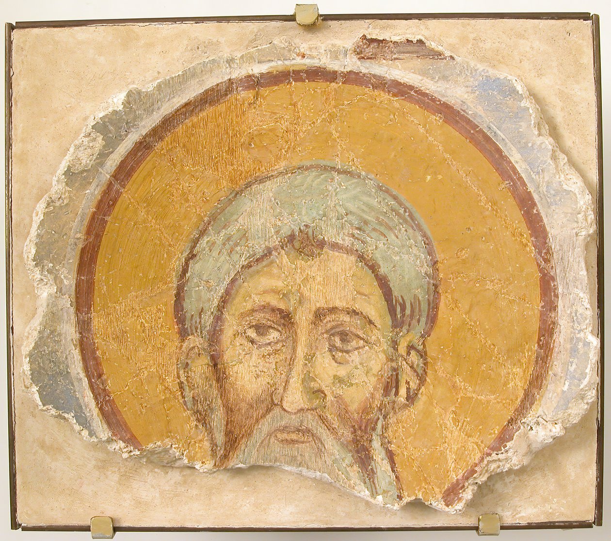 Vægmaleri af en mandlig helgen, byzantinsk, 1100-tallet, moderne restaurering. af Unbekannt