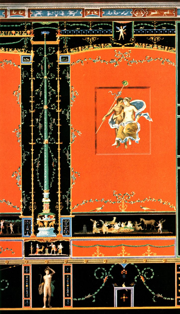 Vægdekoration, Pompeji, Italien, 1928. af Unbekannt
