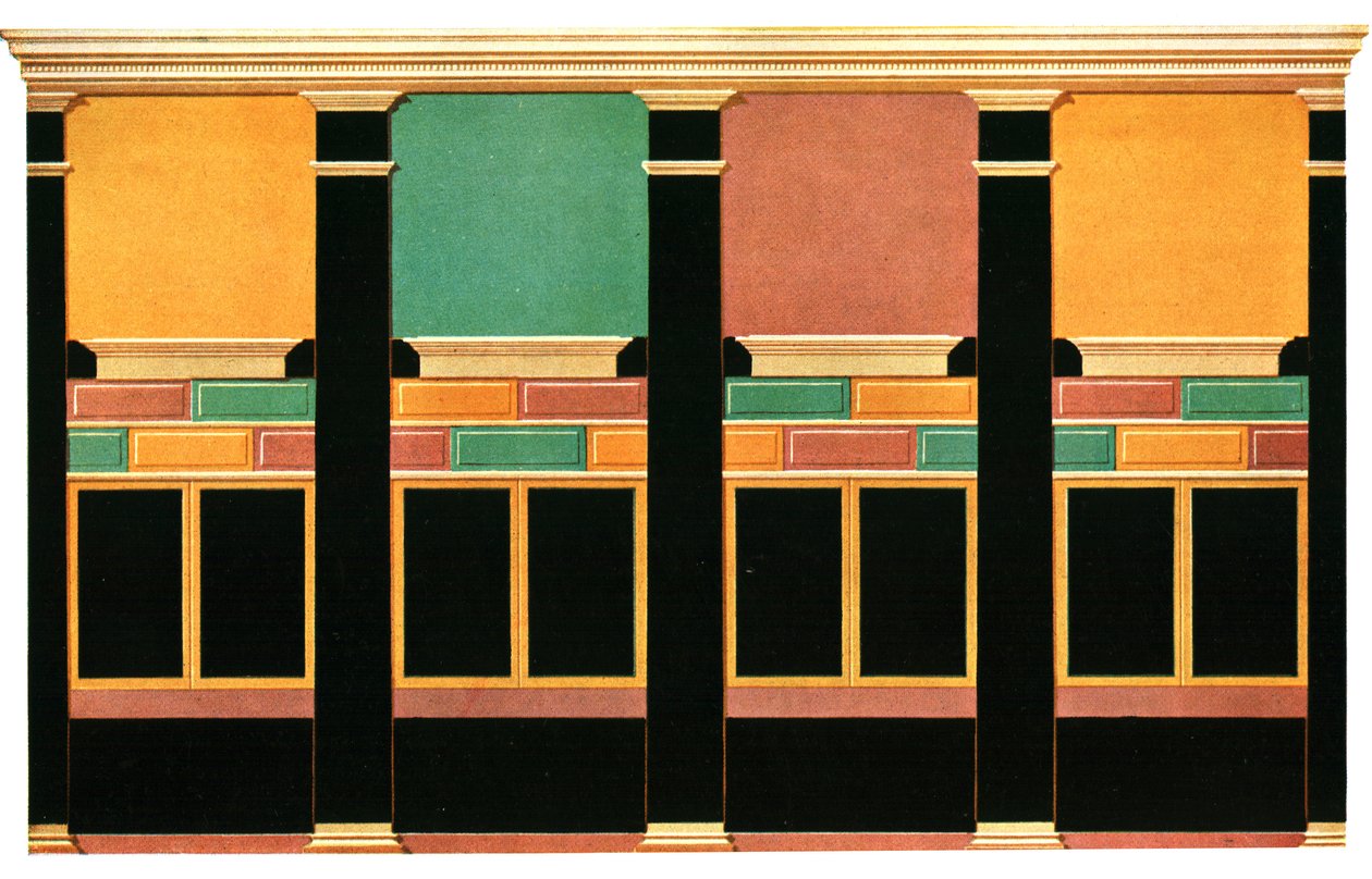 Vægdekoration, Pompeji, Italien, 1928. af Unbekannt