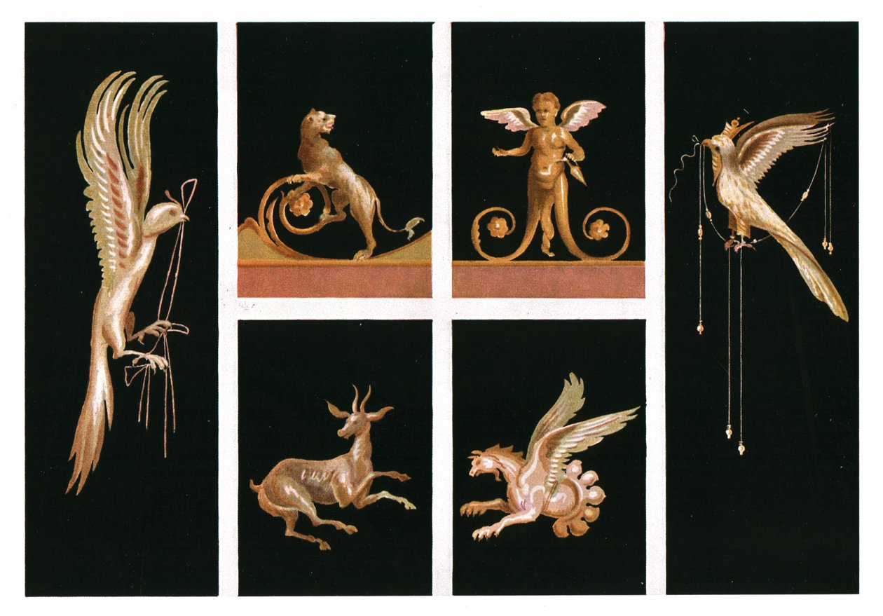 Vægdekoration, Pompeji, Italien, 1928. af Unbekannt