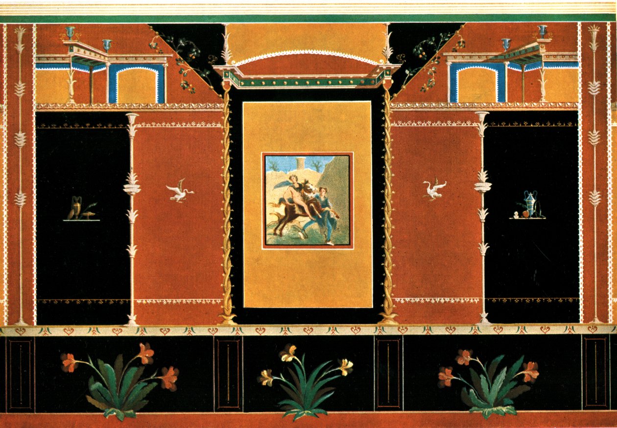 Vægdekoration, Pompeji, Italien, 1928. af Unbekannt
