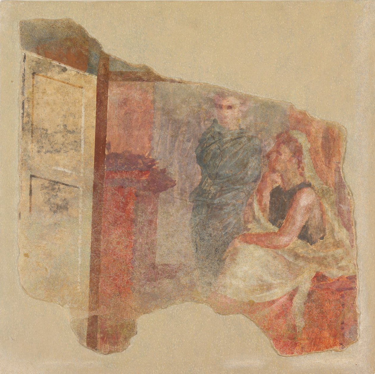 Vægmaleri fragment fra nordvæggen i værelse H i villaen P. Fannius..., ca. 50-40 f.Kr. af Unbekannt