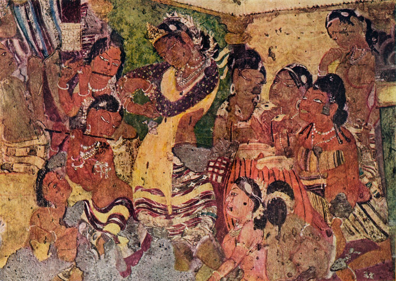 Vægmaleri fra Caves of Ajanta, c480 af Unbekannt