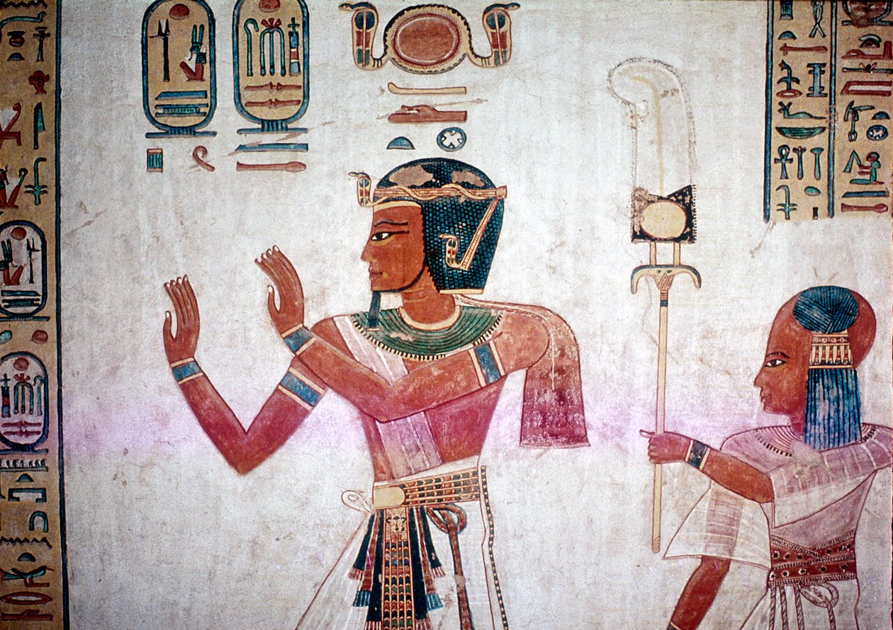 Vægmaleri af Ramses III, der førte afdøde søn til guderne, Valley of the Queens, Egypten, c12thC BC af Unbekannt